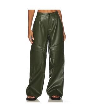 Revolve AFRM Wynn Faux Leather wide leg cargo pants olive green women’s 25.